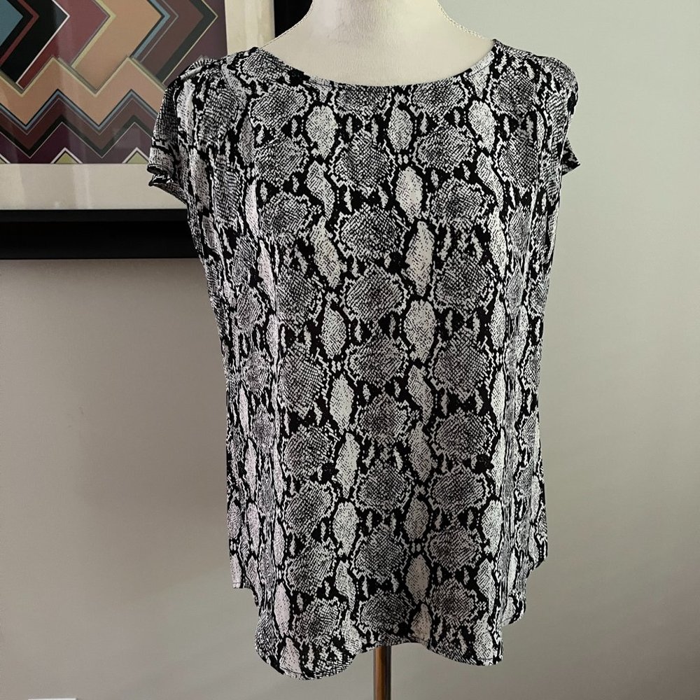 Philosophy Black/White Snakeskin Top S